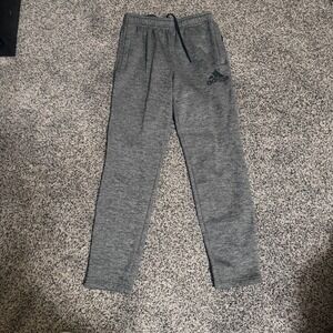 Adidas Climawarm Mens Small Gray Heathered Fleece Joggers Sweatpant Zipper Ankle